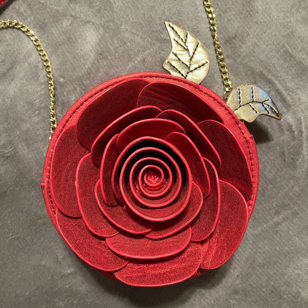 Red and Gold Spiral Rose Crossbody Bag - Picture 2 of 9